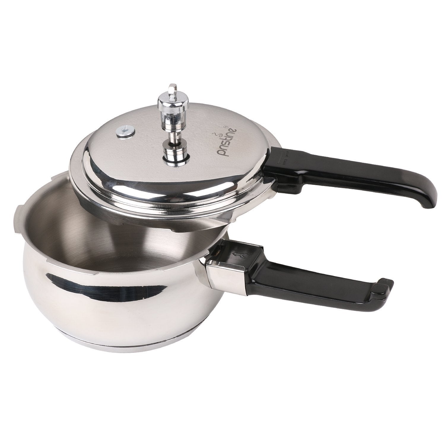 18/8 Stainless Steel Tri Ply Induction Base Outer Lid Handi Pressure Cooker (1.5 litres , Silver) with Tadka Pan, ISI Marked