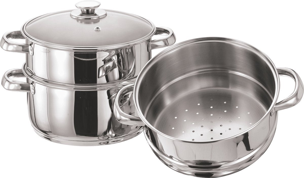 Stainless Steel Tri Ply Induction Base 3 Tier Steamer /Momo Maker, 18cm, 3 Liters