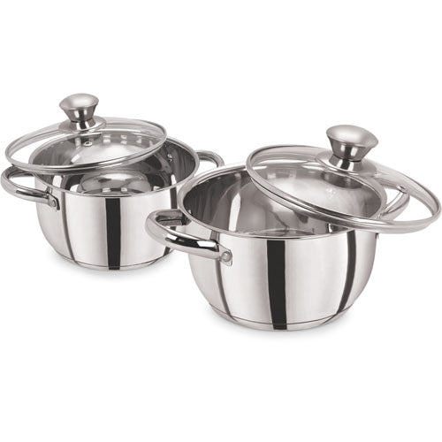 Stainless Steel Tri Ply Induction Base 2 Piece Casserole Set, 16cm & 18cm