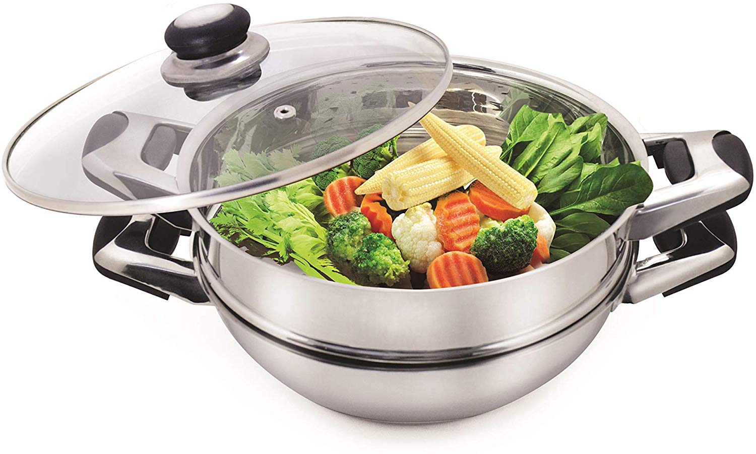 Stainless Steel Tri Ply Induction Base Multi Purpose Kadai and Steamer (1500 ml)