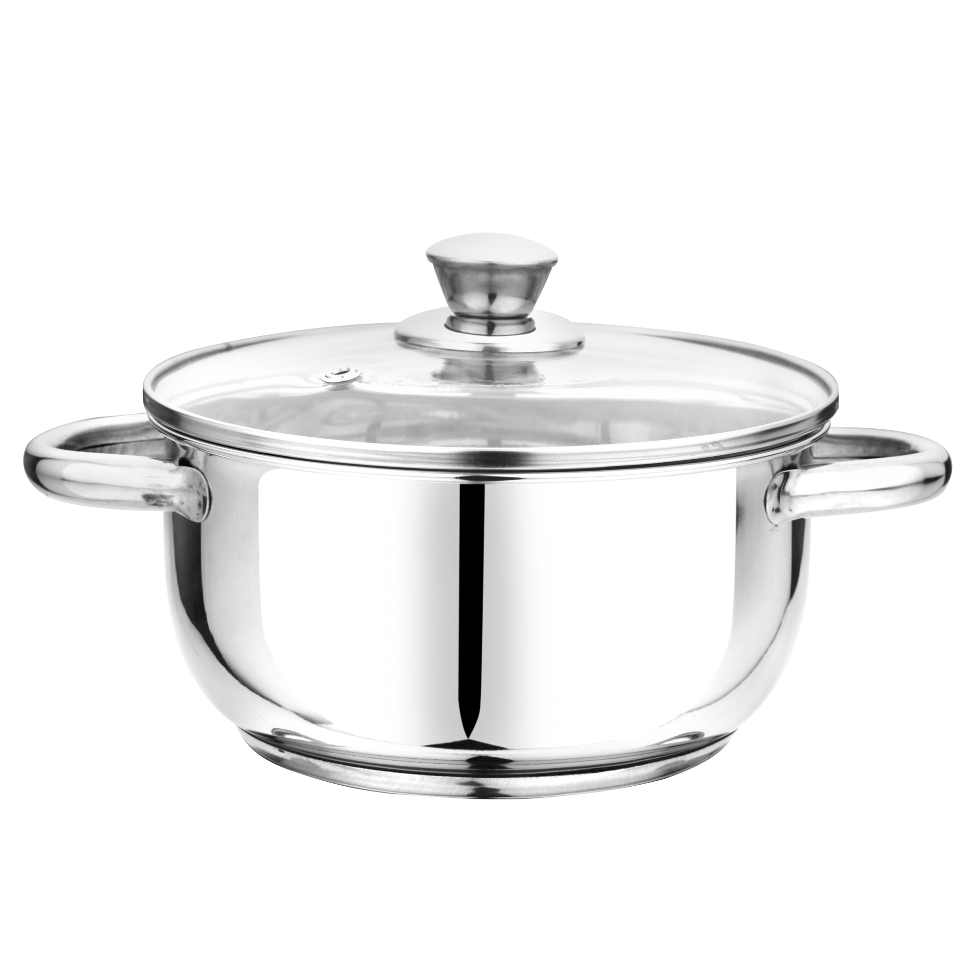 Stainless Steel Tri Ply Induction Base Cook & Serve Casserole with Glass Lid, 14 cm, 1.2L