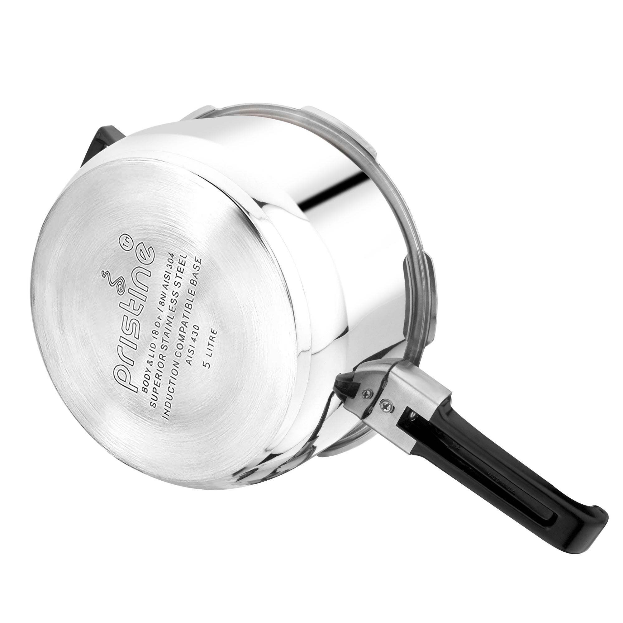 18/8 Stainless Steel Tri Ply Induction Base Outer Lid Handi Pressure Cooker (5 litres , Silver) with Tadka Pan, ISI Marked