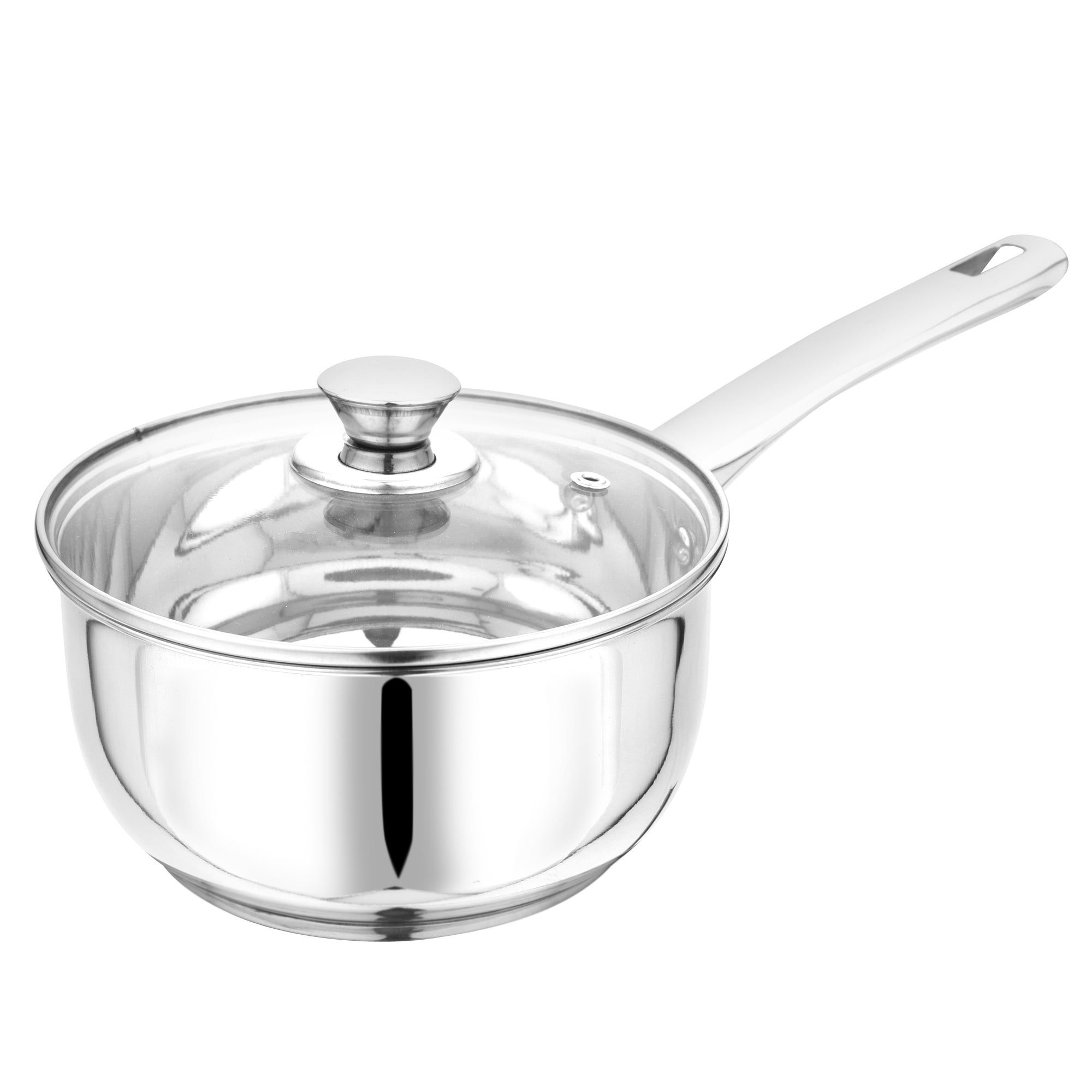 Stainless Steel Tri Ply Induction Base Deluxe Saucepan with Glass Lid 14 cm 1.2Ltrs