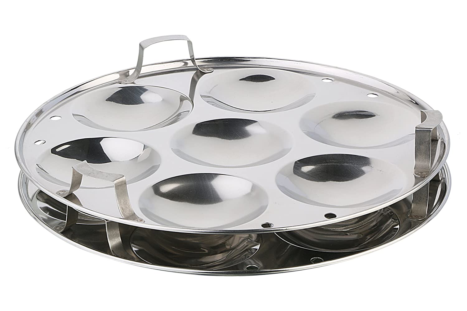 Stainless Steel Tri Ply Induction Base Multi Kadhai and Idli Maker with 2 Idli plates, Glass Lid, 27cm 4.5Ltrs