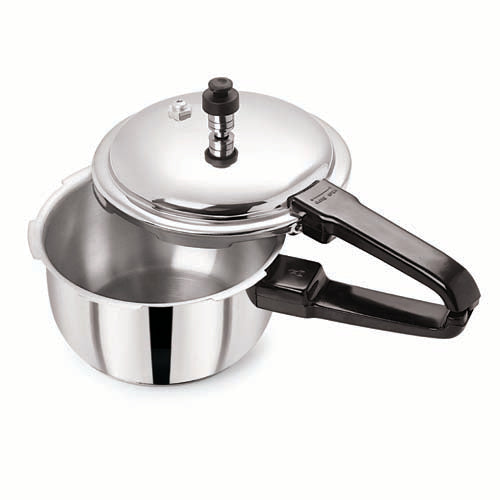 18/8 Stainless Steel Tri Ply Induction Base Outer Lid Handi Pressure Cooker (2 litres , Silver) with Tadka Pan, ISI Marked