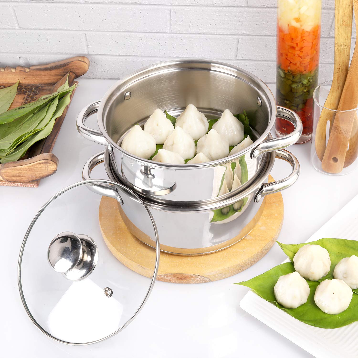 Stainless Steel Induction Compatible 2 Tier Steamer /Momo Maker, 20cm, 3 Liters