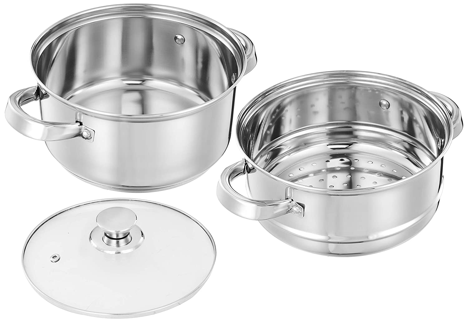 Stainless Steel Tri Ply Induction Base 2 Tier Steamer /Momo Maker, 18cm, 2 Liters