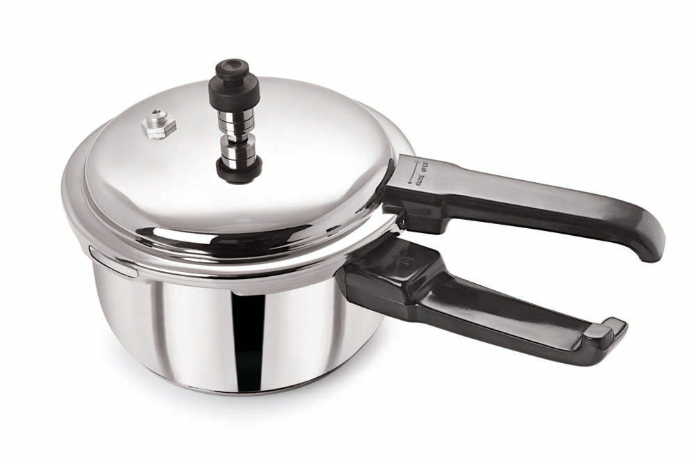 18/8 Stainless Steel Tri Ply Induction Base Outer Lid Handi Pressure Cooker (1.5 litres , Silver) with Tadka Pan, ISI Marked