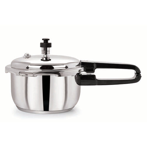 18/8 Stainless Steel Tri Ply Induction Base Outer Lid Handi Pressure Cooker (3 litres , Silver) with Tadka Pan, ISI Marked